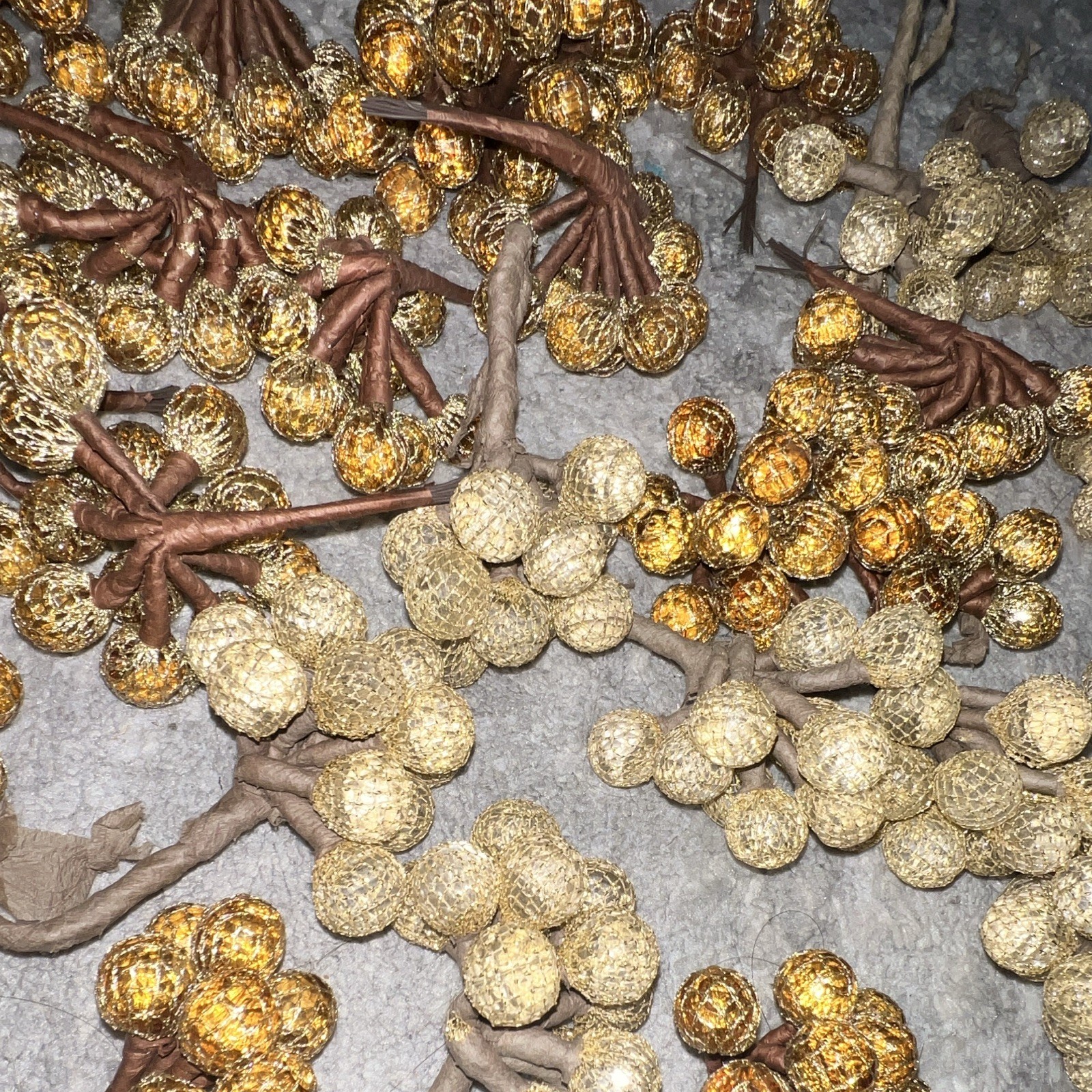 Artificial Gold & Beige Faux Berry Floral Picks Twig & Stem Flower Stems