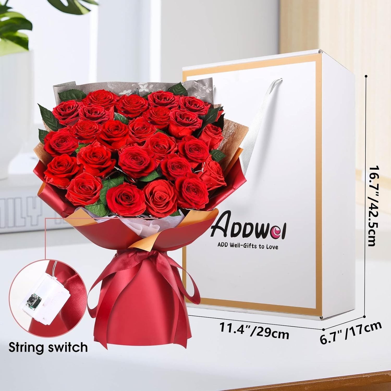 24 Preserved Red Roses Bouquet – Real Roses That Last 3+ , Romantic Anniversa…