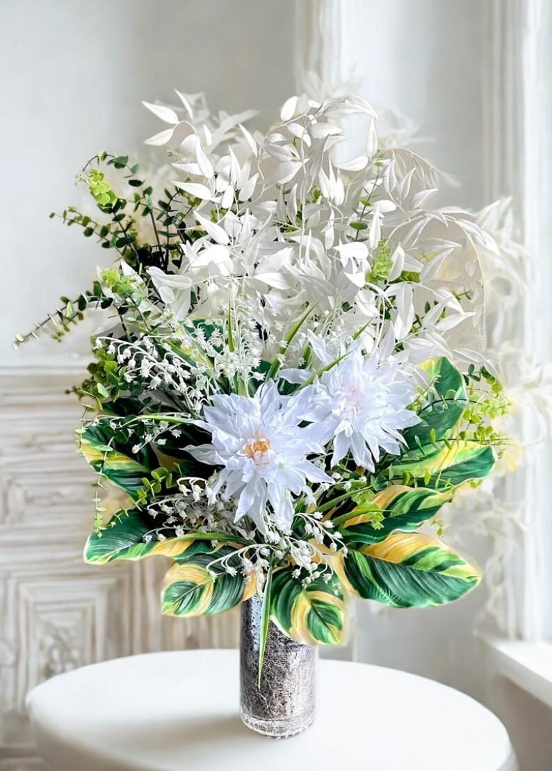 Fancy Tropical White Centerpiece Oasis Living Dining Room Decor Bedroom Accent