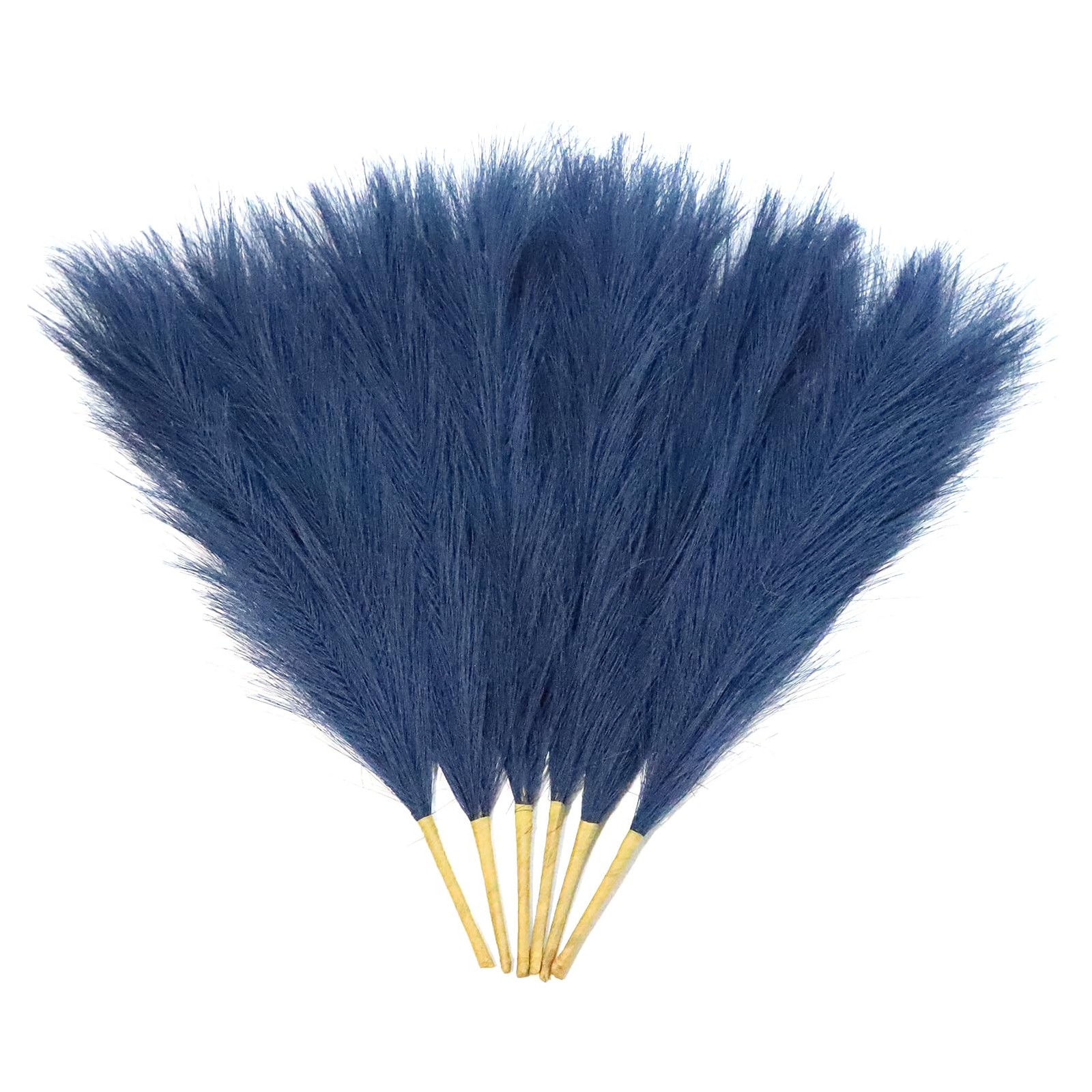 Navy Blue Faux Pampas Grass Decor 18-Inch Short 6 Stems Dried Flowers for Sma…
