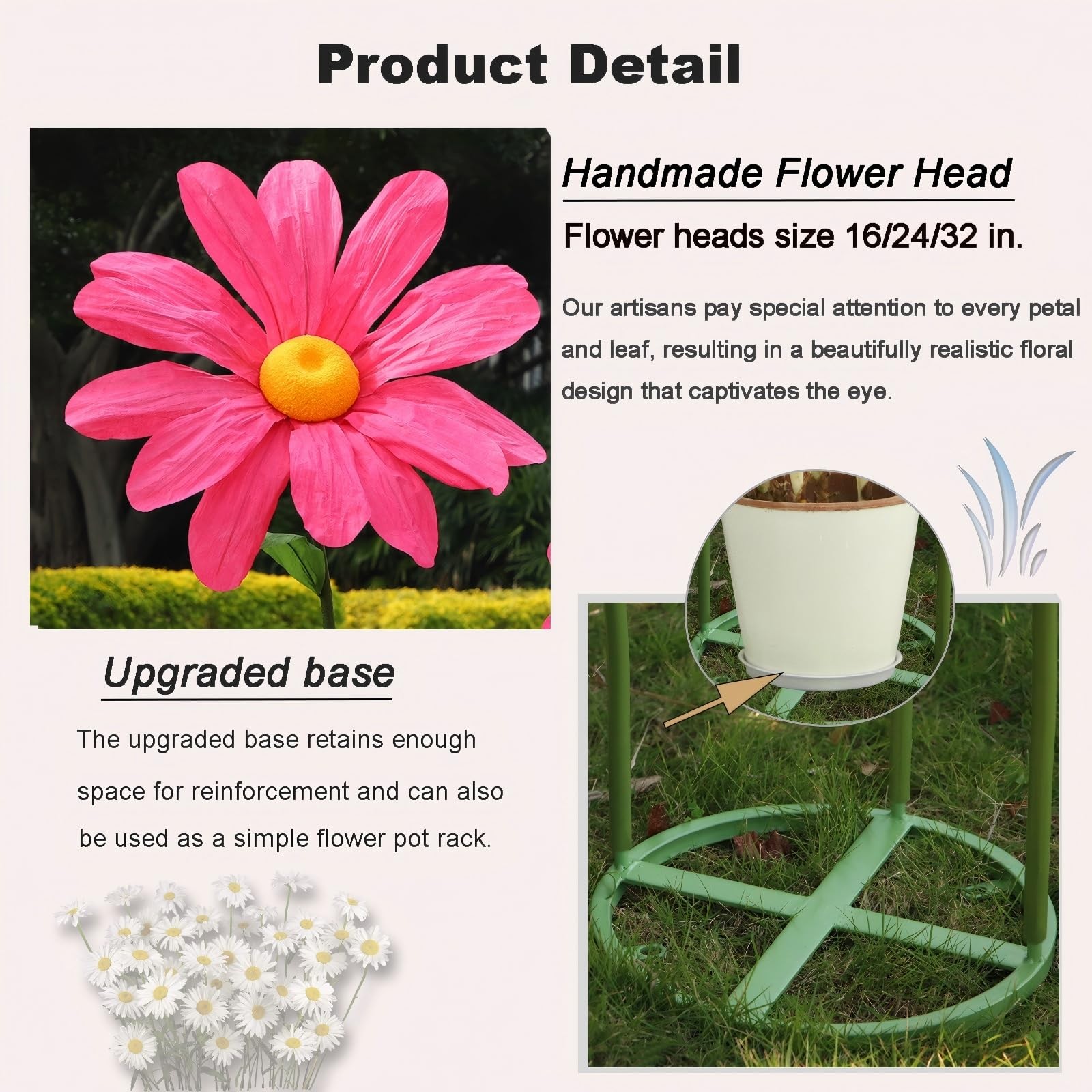 Large Daisy Flowers Artificial,5.9 Ft Giant Paper Flower Decoration,Big Flowe…