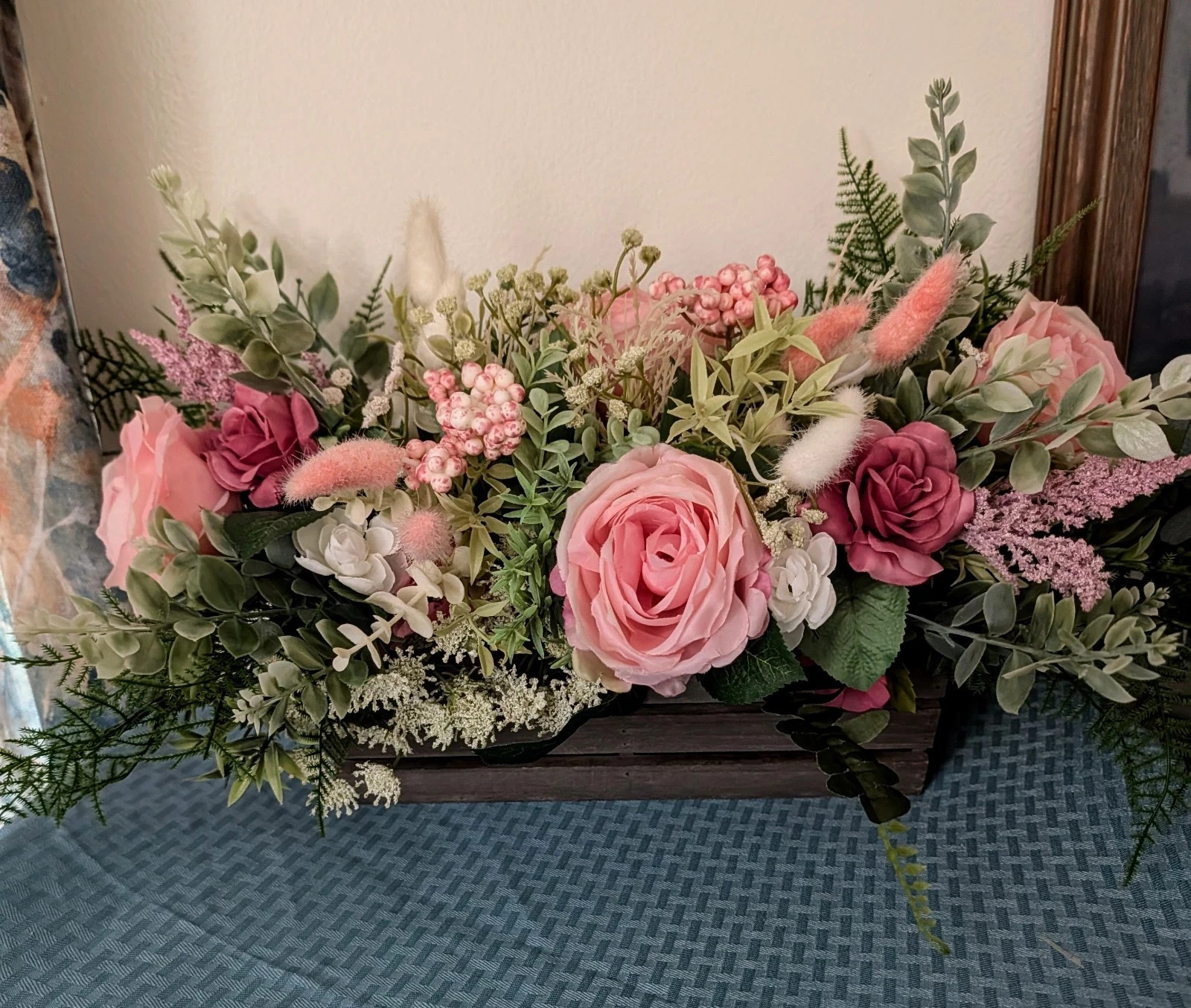 Large Rustic Peony Bouquet in Wood Crate – Country Charm