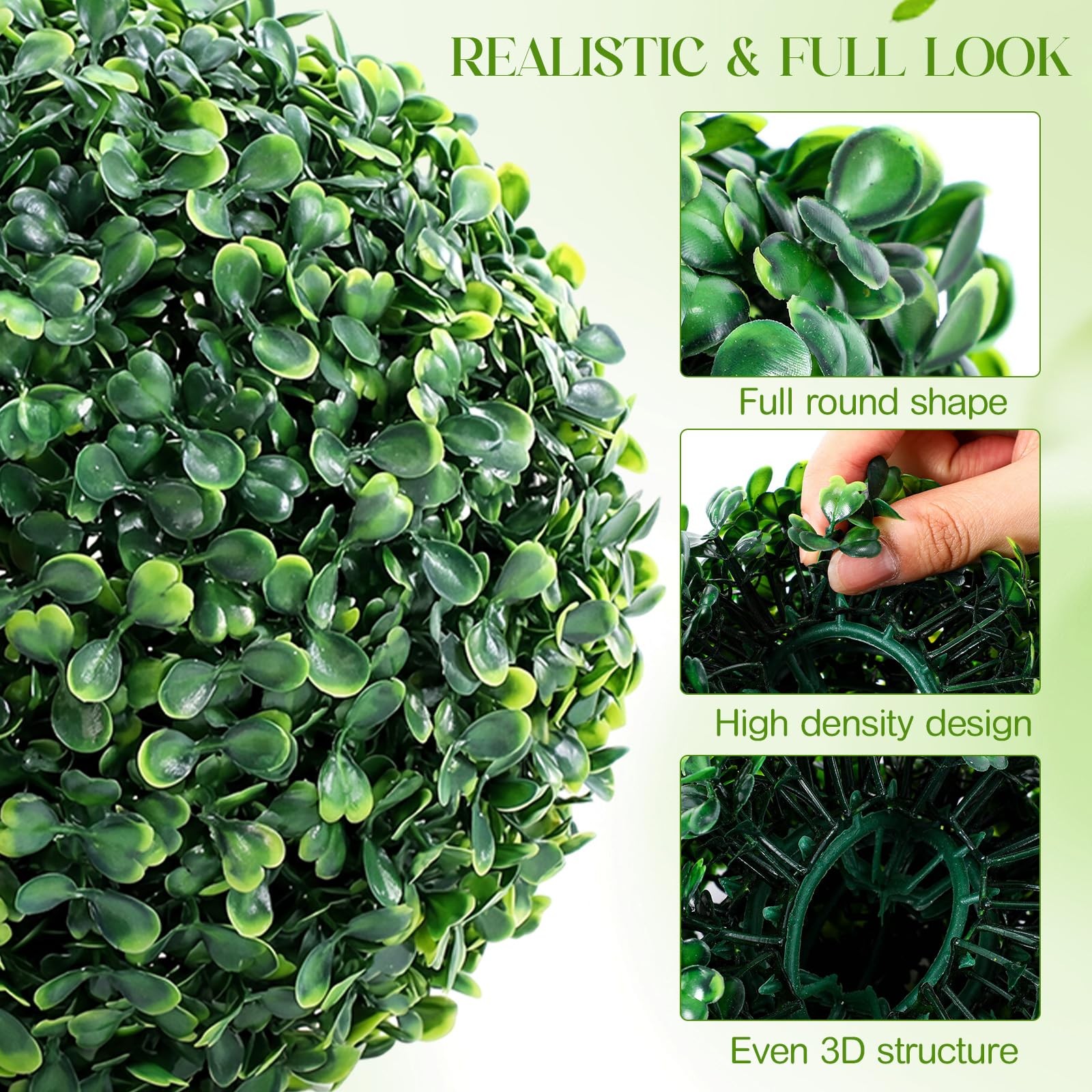 5 Inch Artificial Boxwood Topiary Balls Fake Round Greenery Hanging 12 PCS