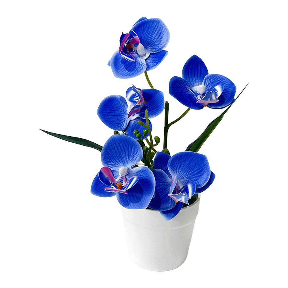 Fake Potted Butterfly Orchid 9.45in Soft PE Silk Flower Tabletop Decor