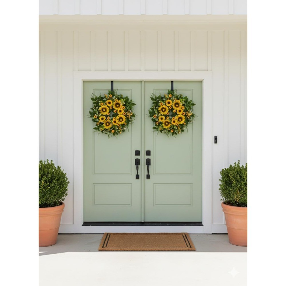 24In Handmade Sunflower Wreath Spring Summer Front Door Home Decor