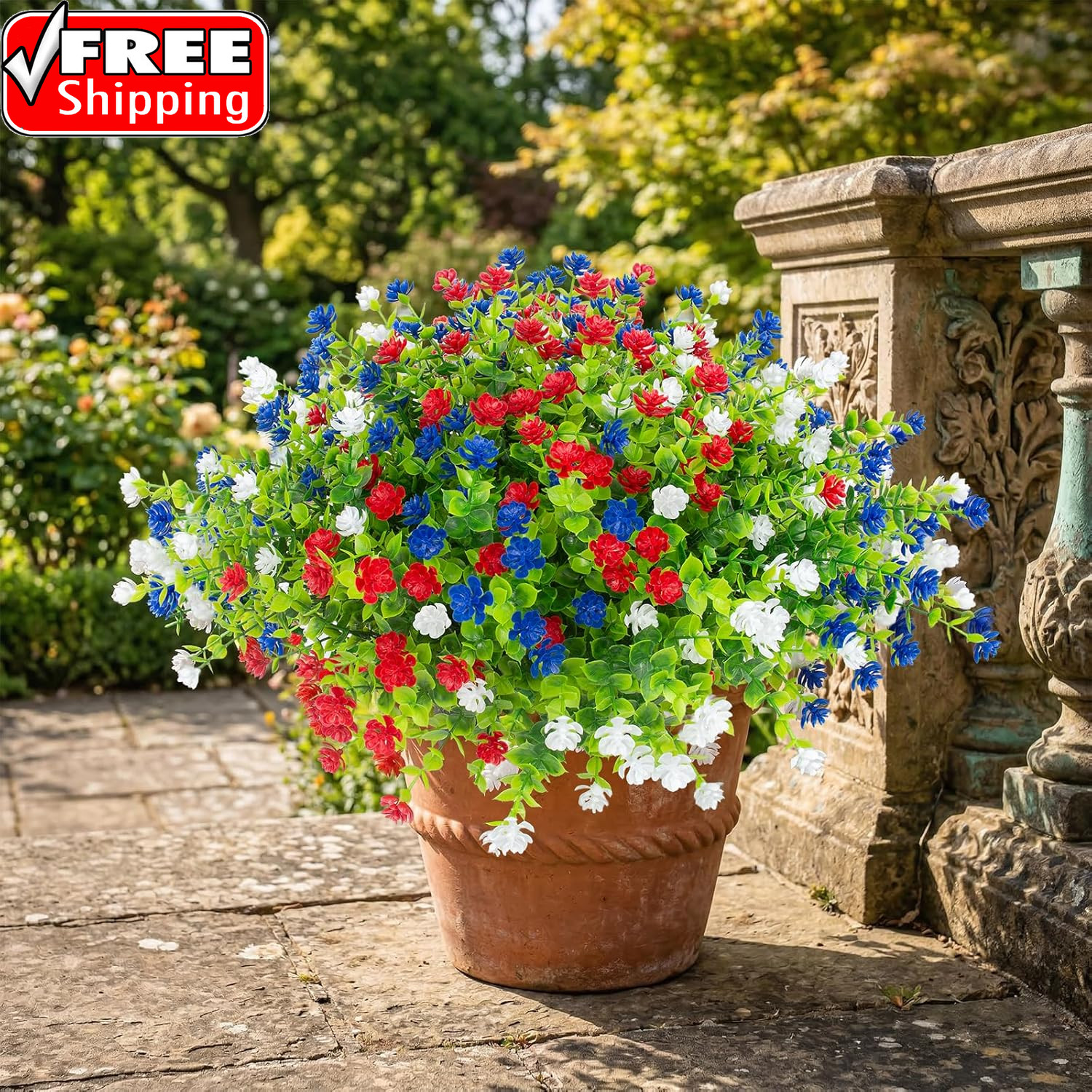 12 Pcs Artificial Flowers Outdoor, Faux Artificial Plants UV Resistant Plastic P