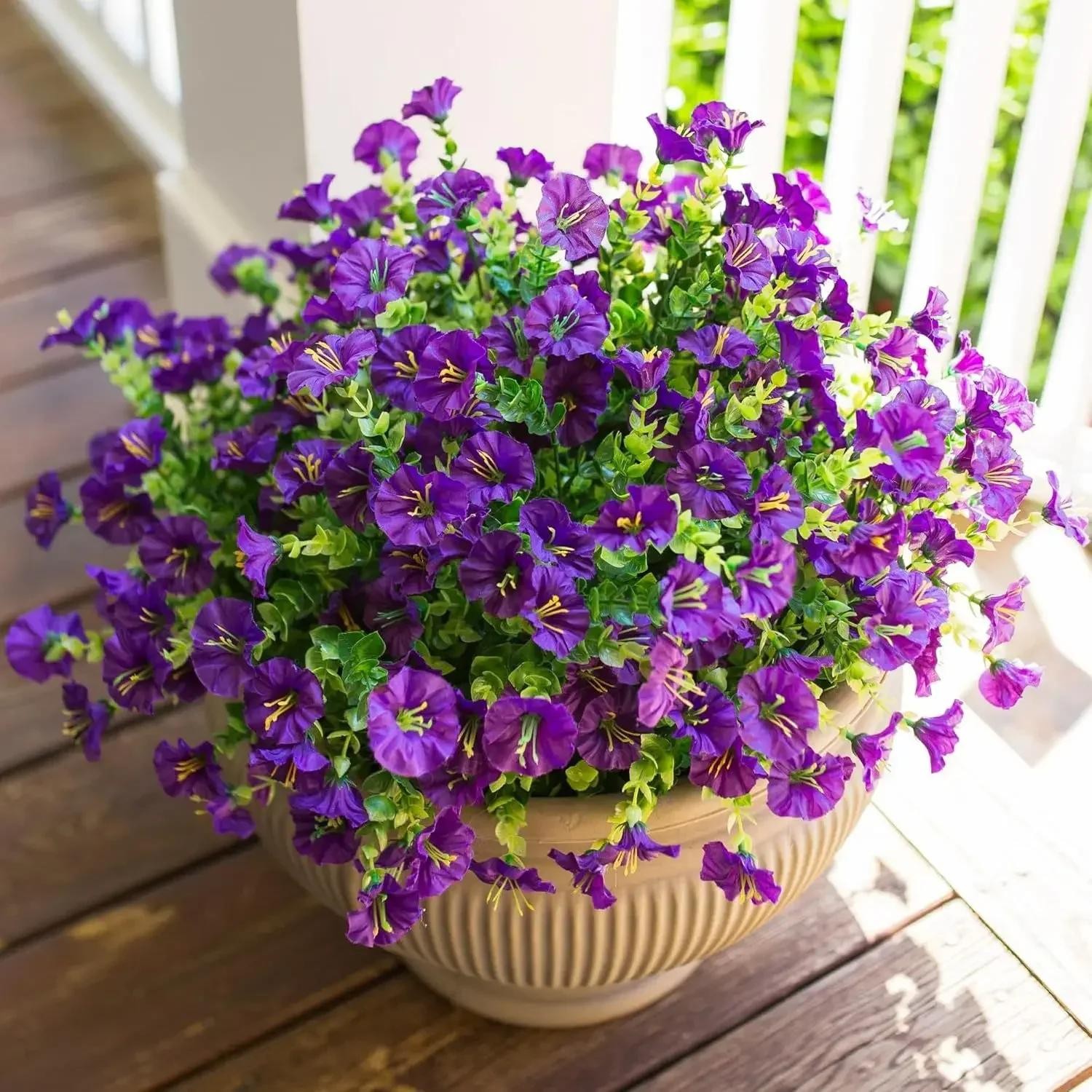 4 Bundles Artificial Morning Glory & Eucalyptus UV Resistant Outdoor Set