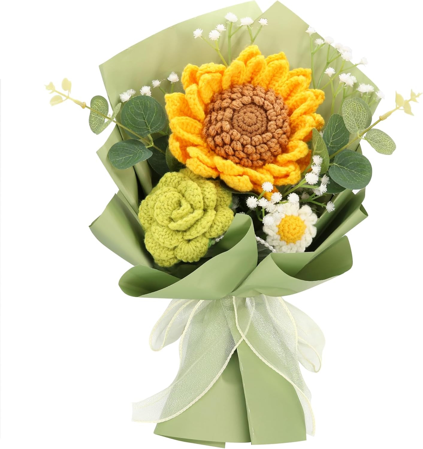 Handmade Crochet Flower Bouquet – Sunflowers, Roses & Daisies Gift Idea