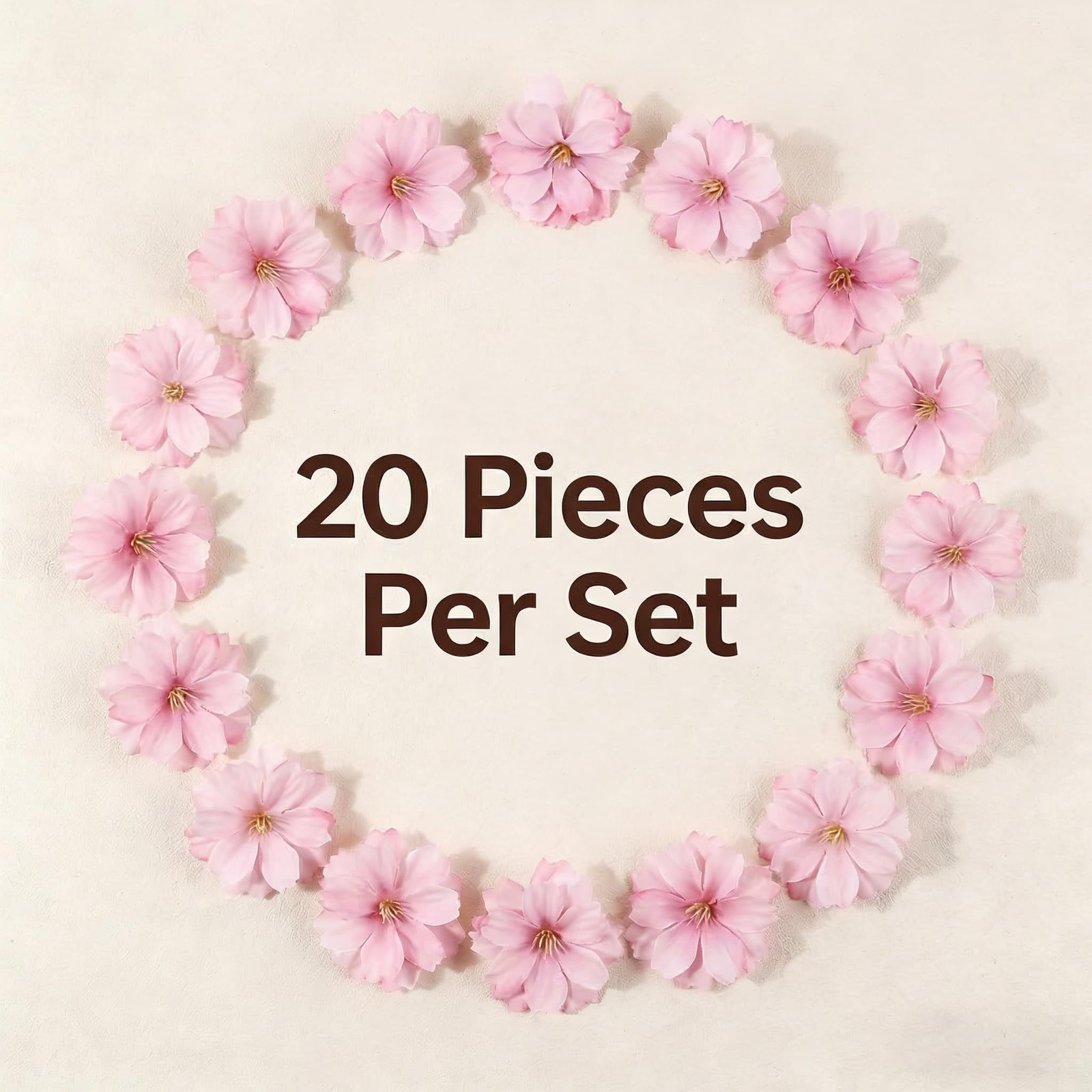 20Pcs Artificial Silk Cherry Blossom Flower Heads Fake Plum Blossom Flower Pe…