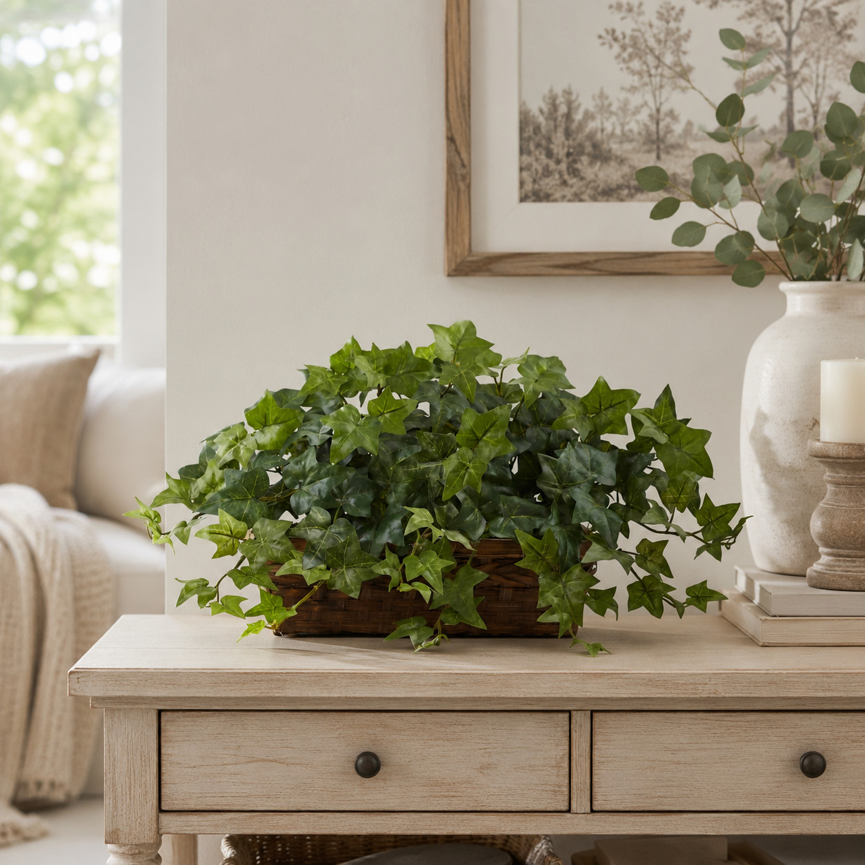 12.5″ Puff Ivy w/Ledge Basket