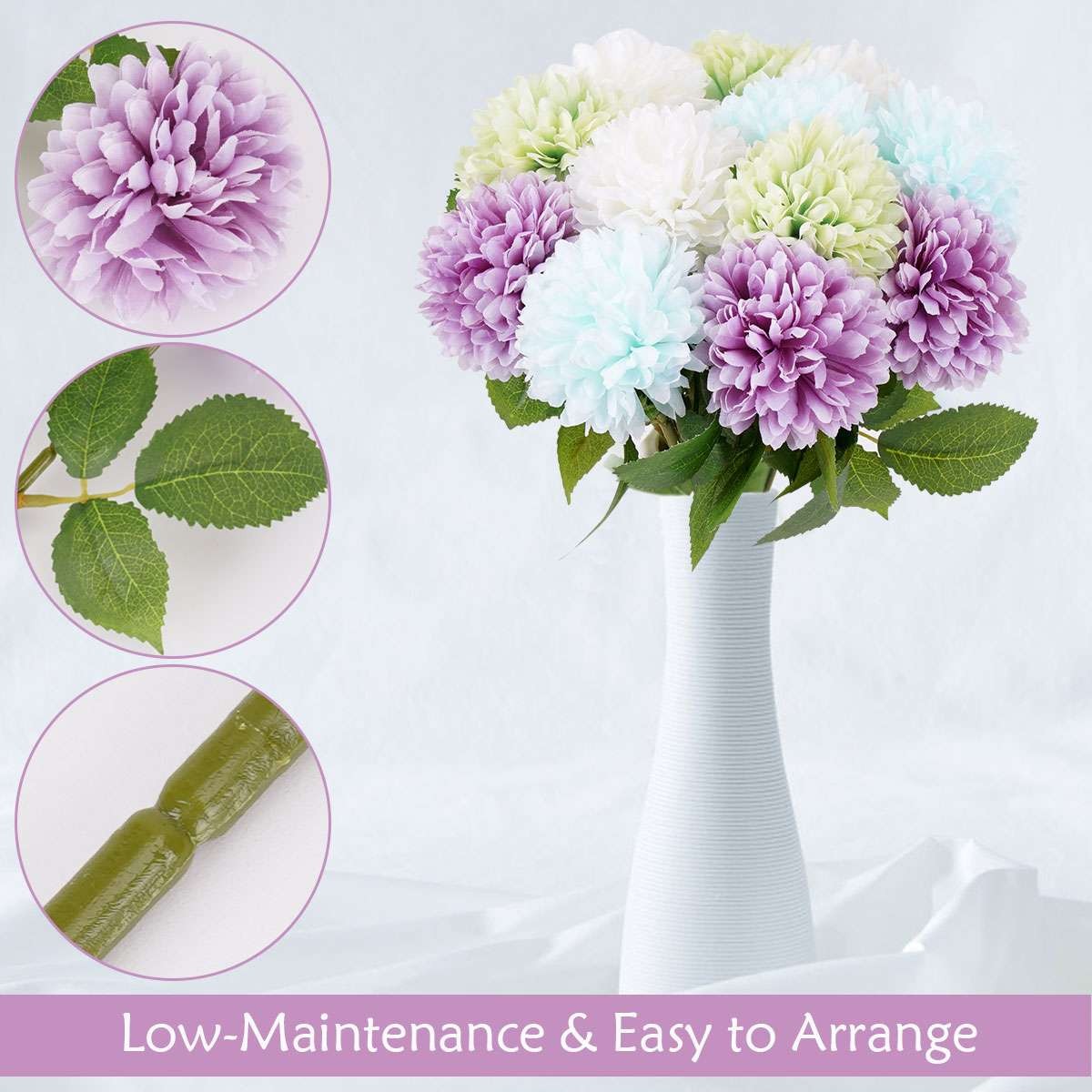 Artificial Chrysanthemum Flowers Silk Hydrangea Bridal Bouquet Home Decor Xmas