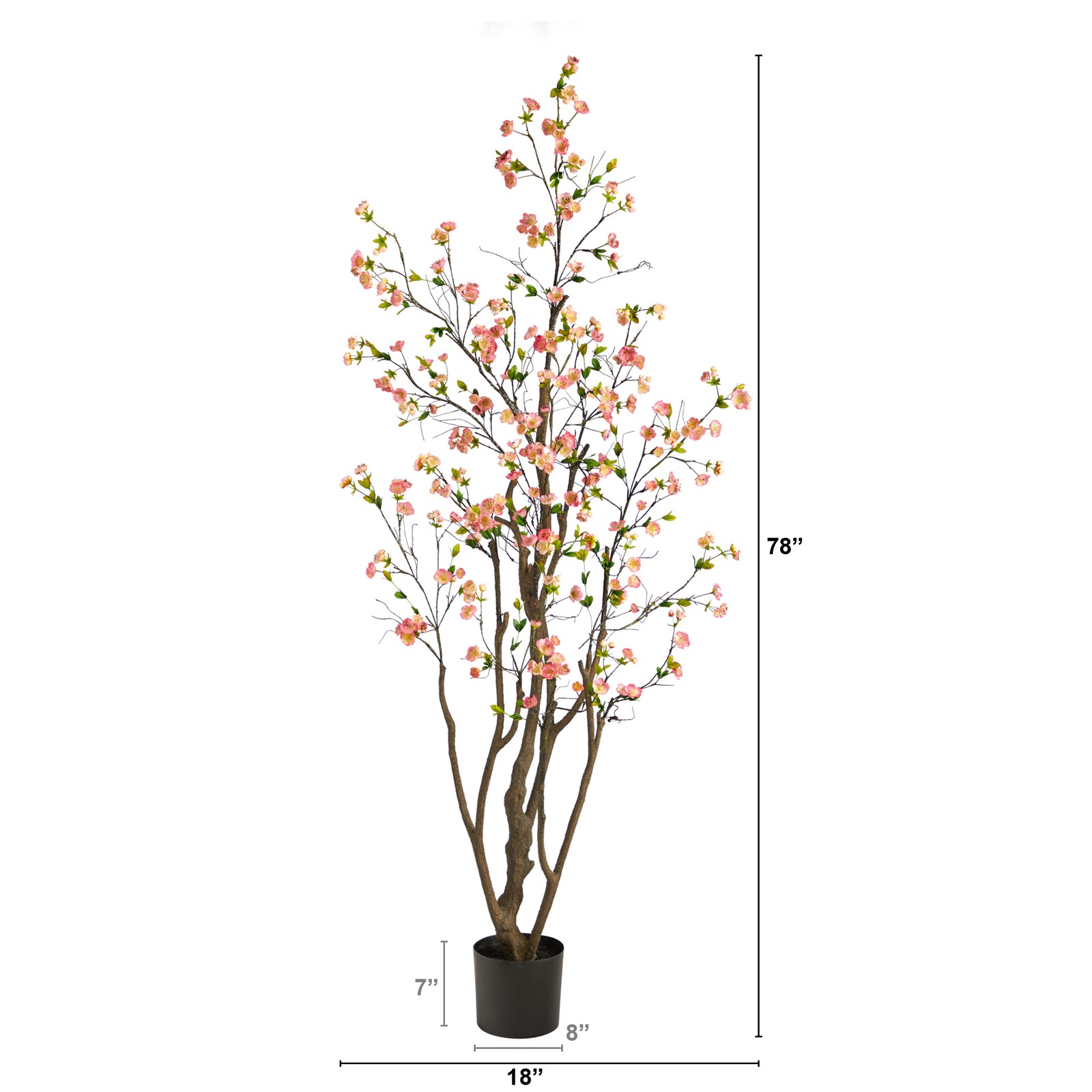 Nearly Natural 6.5ft Cherry Blossom Artificial Tree in Pink