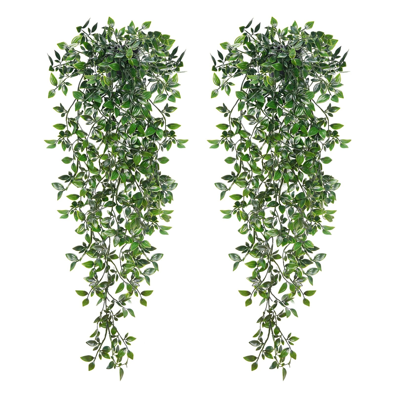 Fake Hanging Plants, 2pcs Artificial Hanging Potted Plant, Faux Mandala Vines…