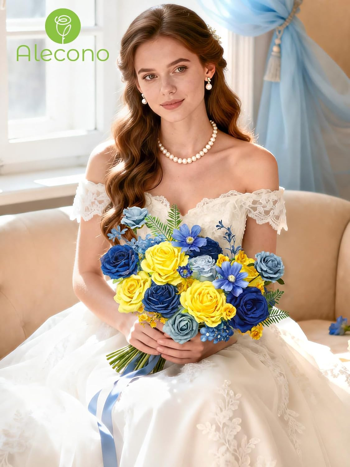 Blue and Yellow Silk Flowers for Valentine’s, Weddings, and Party Decor