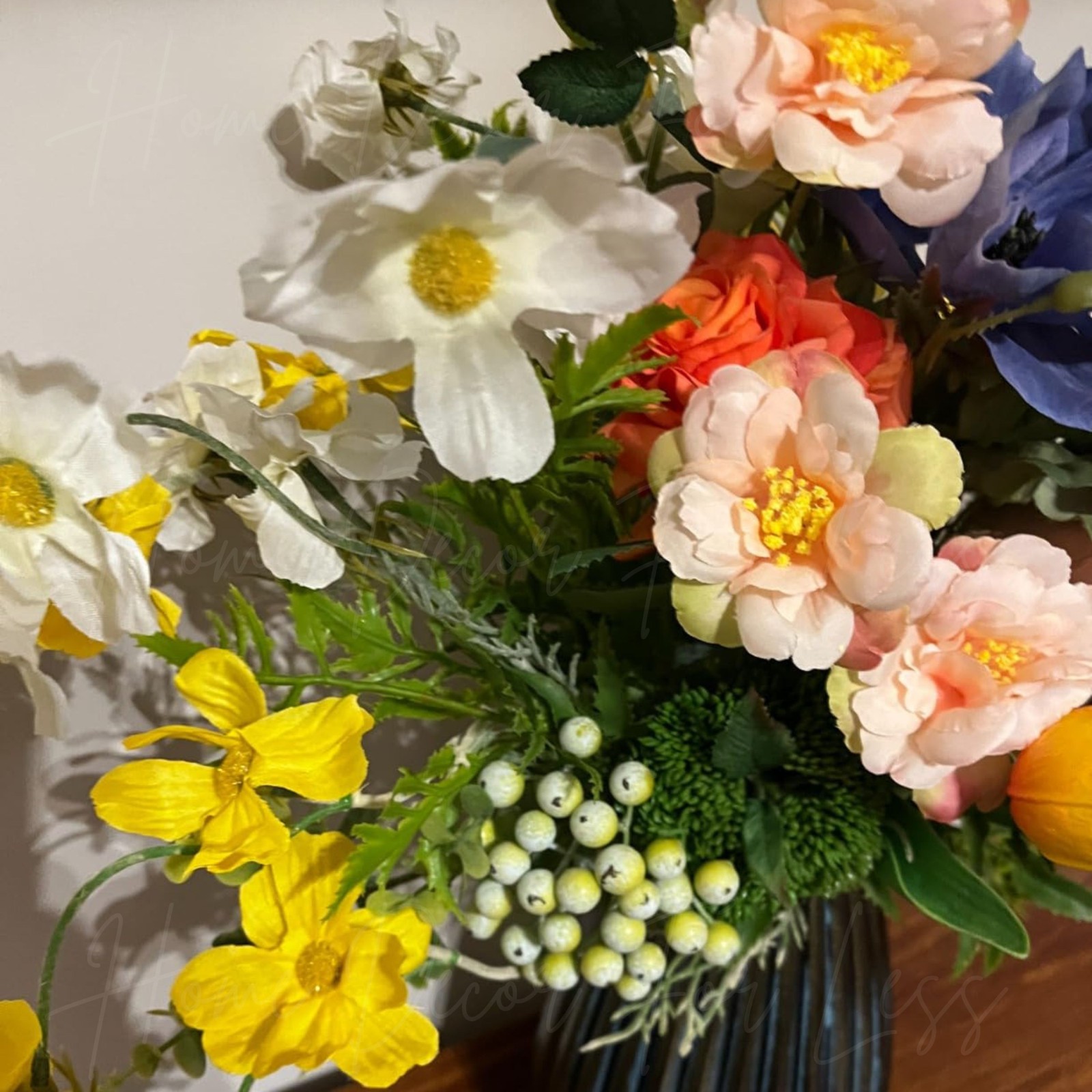 Artificial Spring Floral Flower Arrangement Ceramic Vase Centerpiece Home Decor