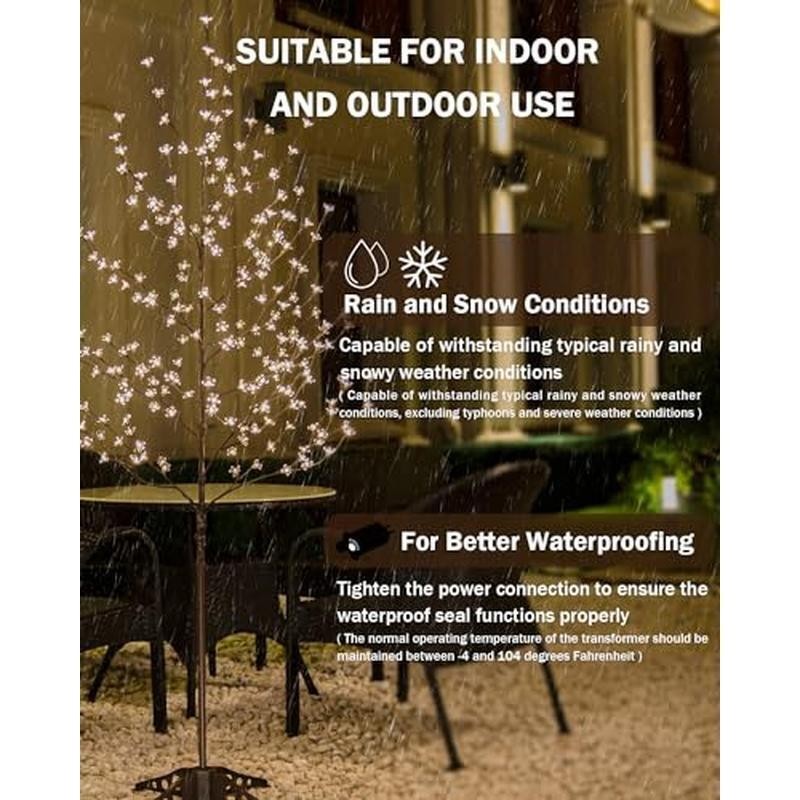 Lighted Cherry Blossom Tree Set 4ft 5ft 6ft Indoor Outdoor Decor Dimmable LED US
