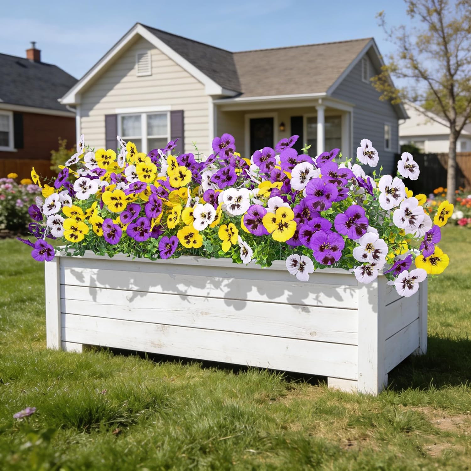 Ouddy Decor 20 Bundles Artificial Pansy Flowers for Outdoors, Fake Silk Flowers
