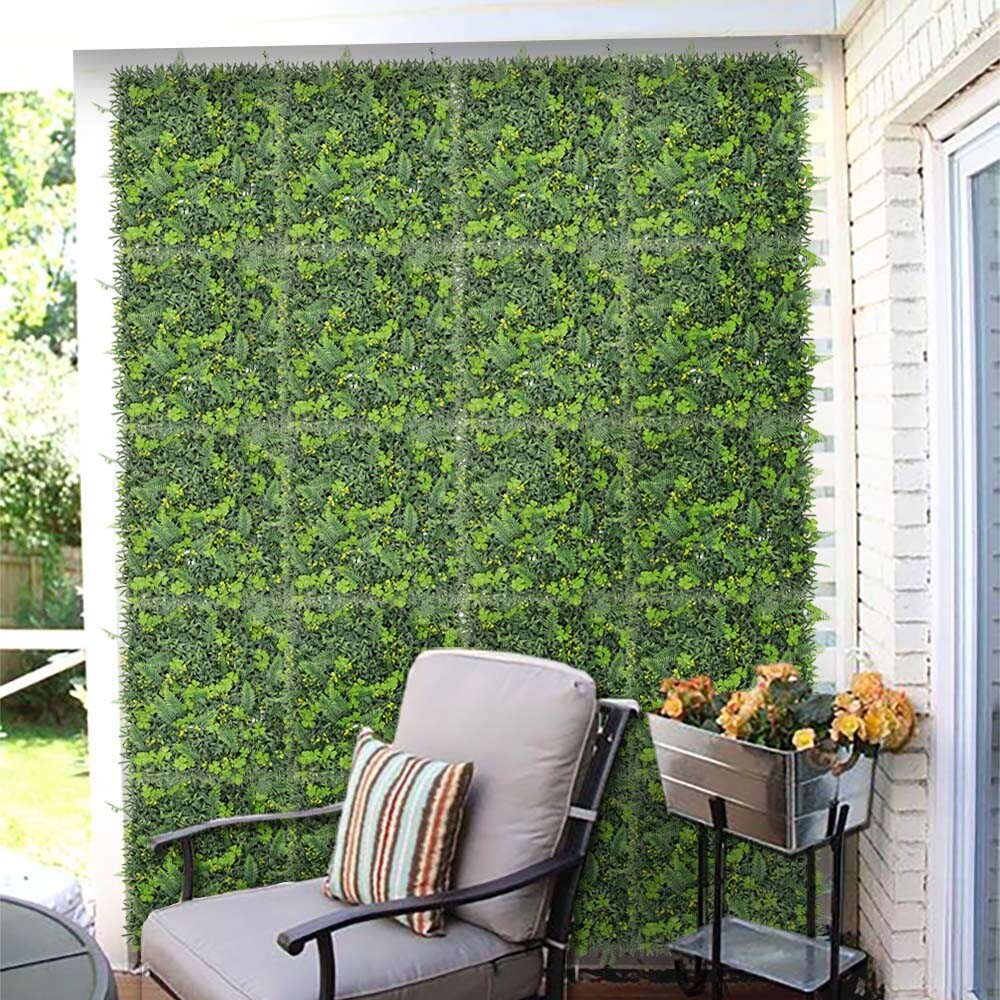 20″ Artificial Leaf Mat #11 3D Mixed Wall Hedge Decor Privacy Fence Panel Grass