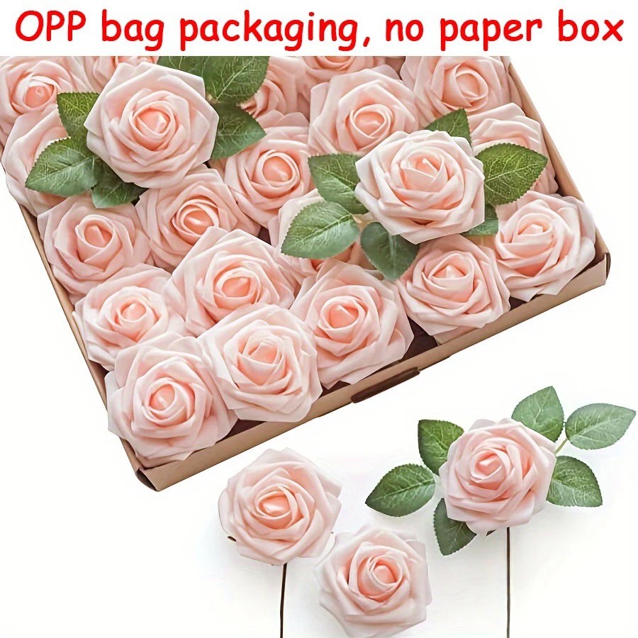 25 Red Roses Artificial Flowers Realistic Bouquet Home Decor Romantic Gift