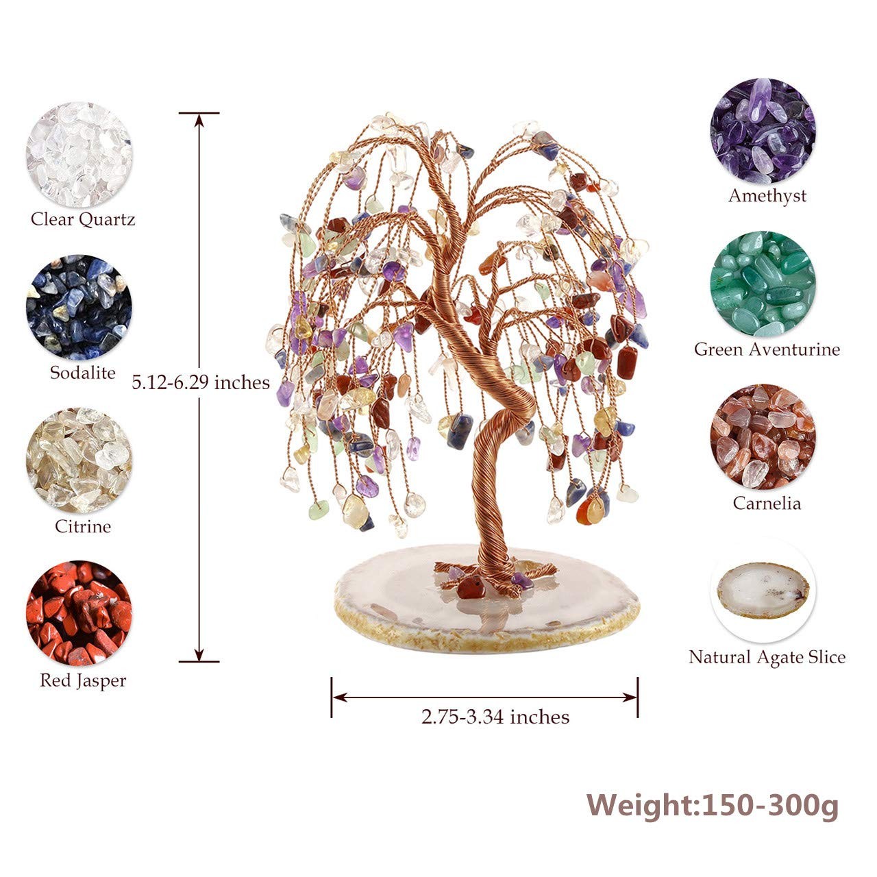 Natural 7 Chakra Healing Crystals Quartz Tree Tumbled Gemstone Stones Money T…