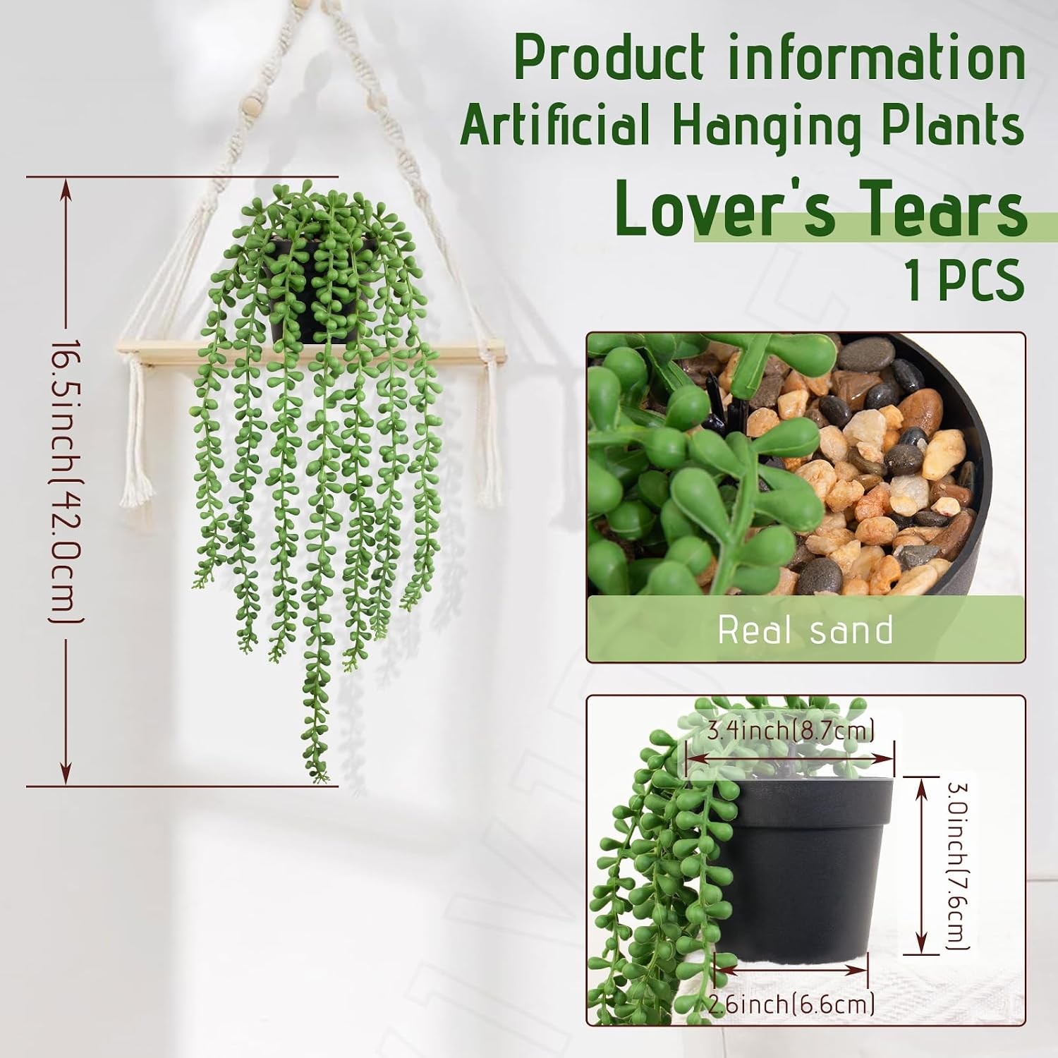 Realistic Artificial String of Pearls Plant – Faux Hanging Succulent Trailing