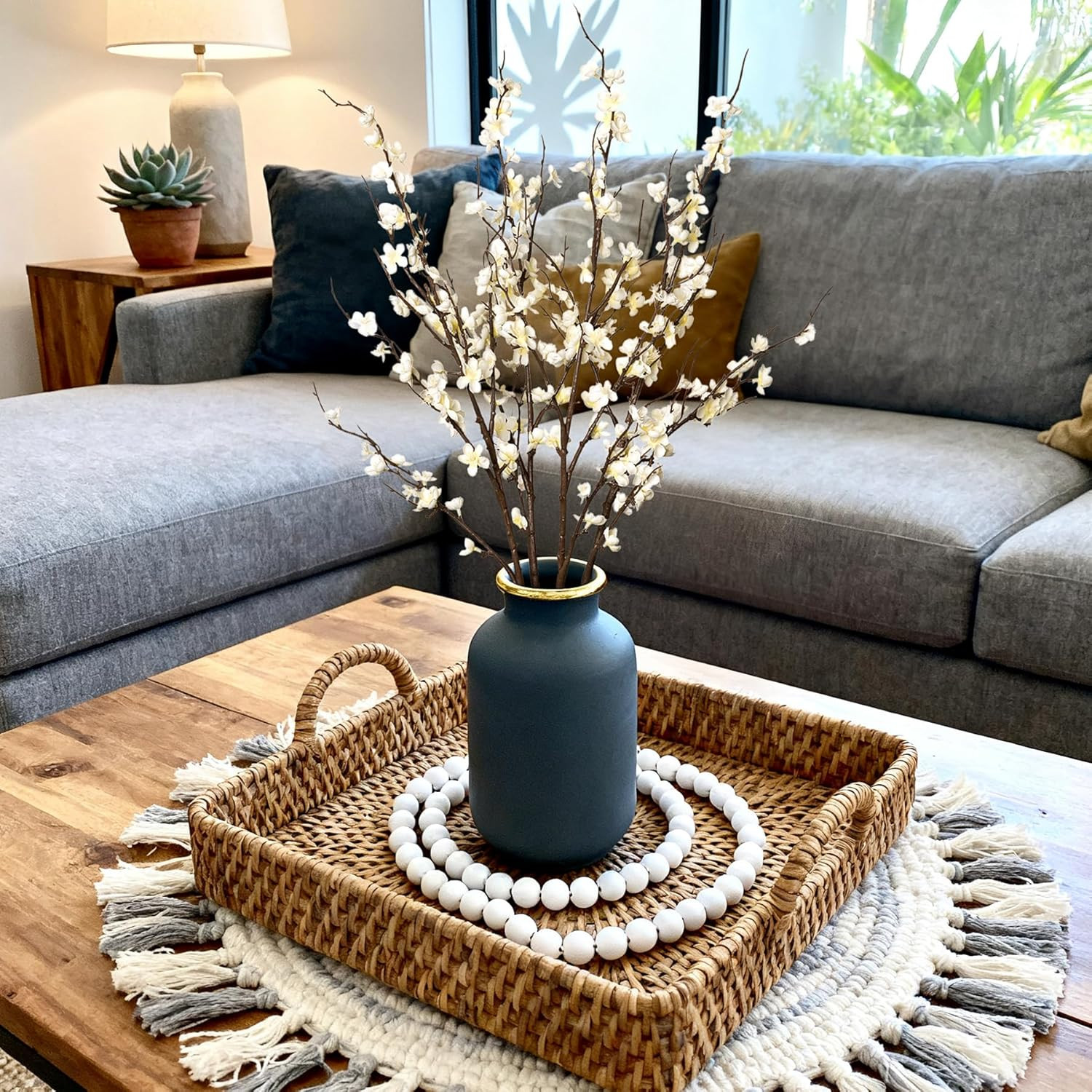 4Pcs Cherry Blossom Branches Artificial Flowers for Spring Summer Indoor Decorat