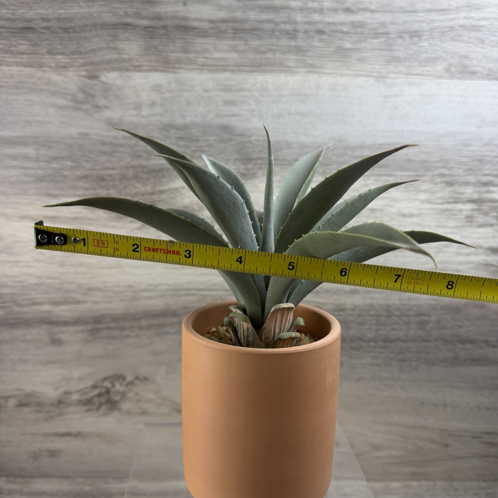 Artificial Faux Fake Blue Agave Plant in Terracotta Pot Desert Bohemian 8” Tall