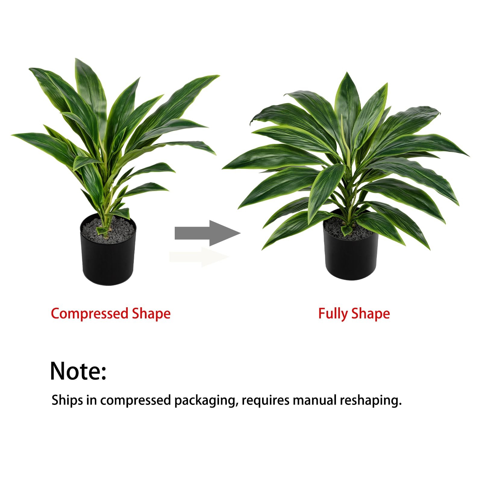 Artificial Dracaena Plant In Pot 18.1 Inch Faux Tropical Indoor Potted Decor