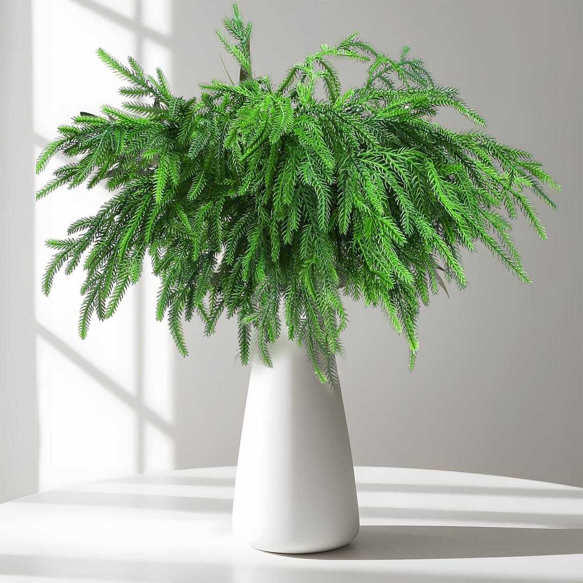 Christmas Norfolk Pine Branches 12 Pcs Artificial Xmas Branches DIY Crafts Decor