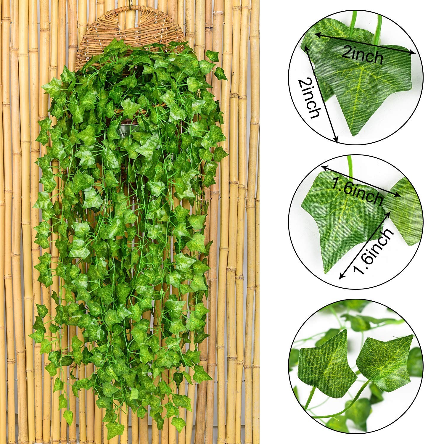 24 Pack 168Ft Artificial Ivy Vines – Fake Greenery Garlands for Home, Office & W