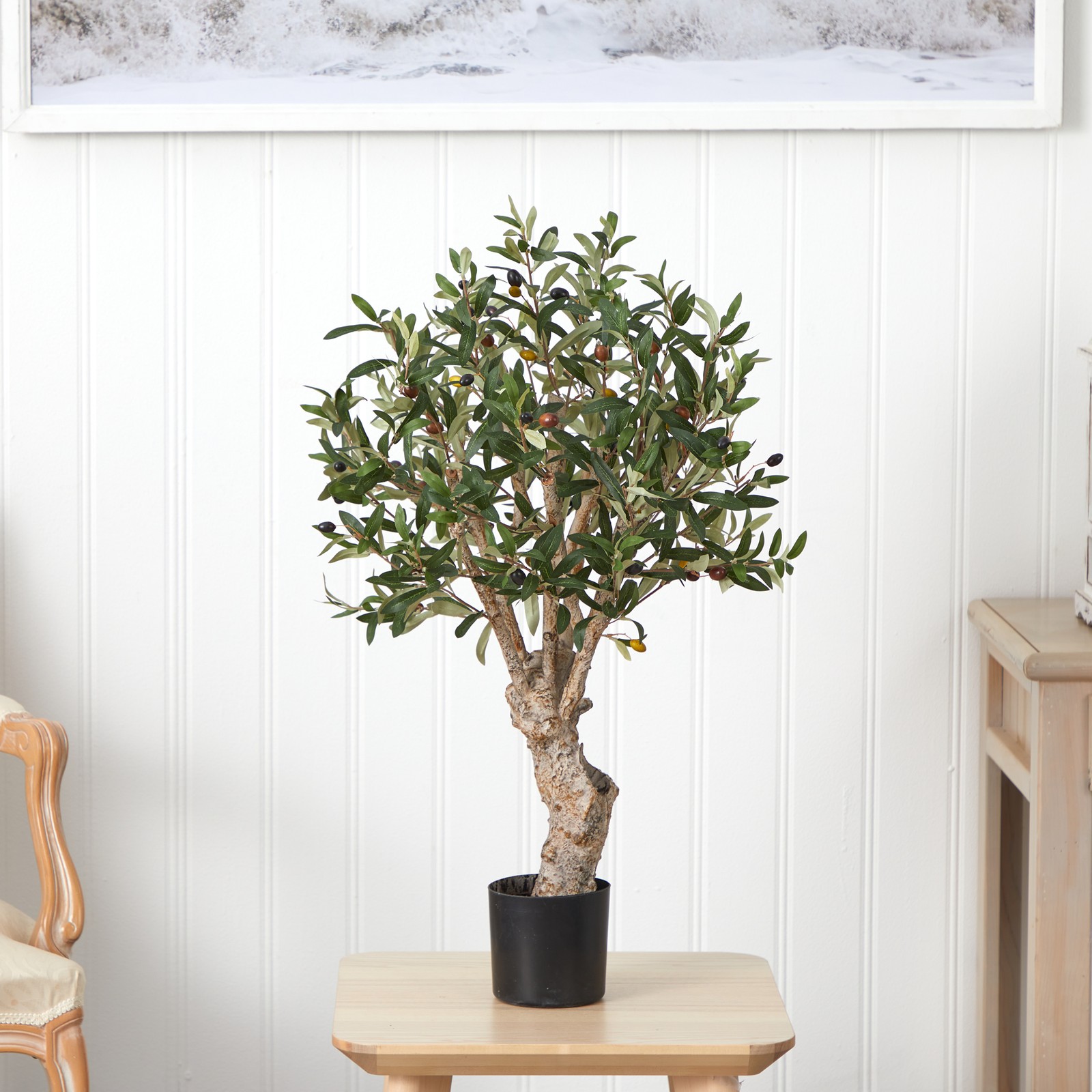 Nearly Natural 2.5ft Olive Silk Tree in Green
