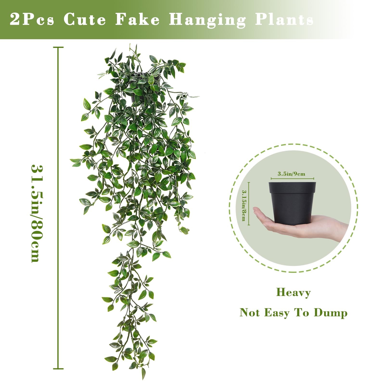 Fake Hanging Plants, 2pcs Artificial Hanging Potted Plant, Faux Mandala Vines…