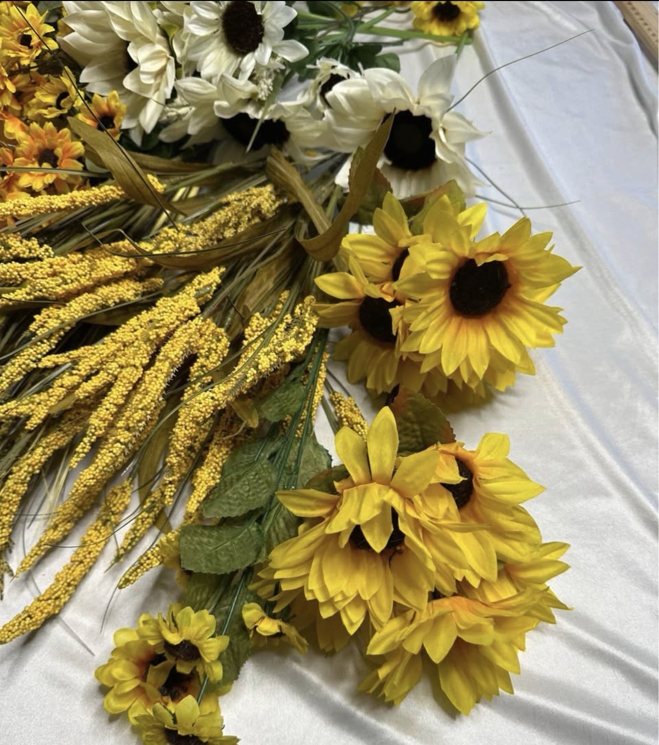 Mixed Lot Artificial Flowers And Garland Fall Colors Orange Yellow Sunflower