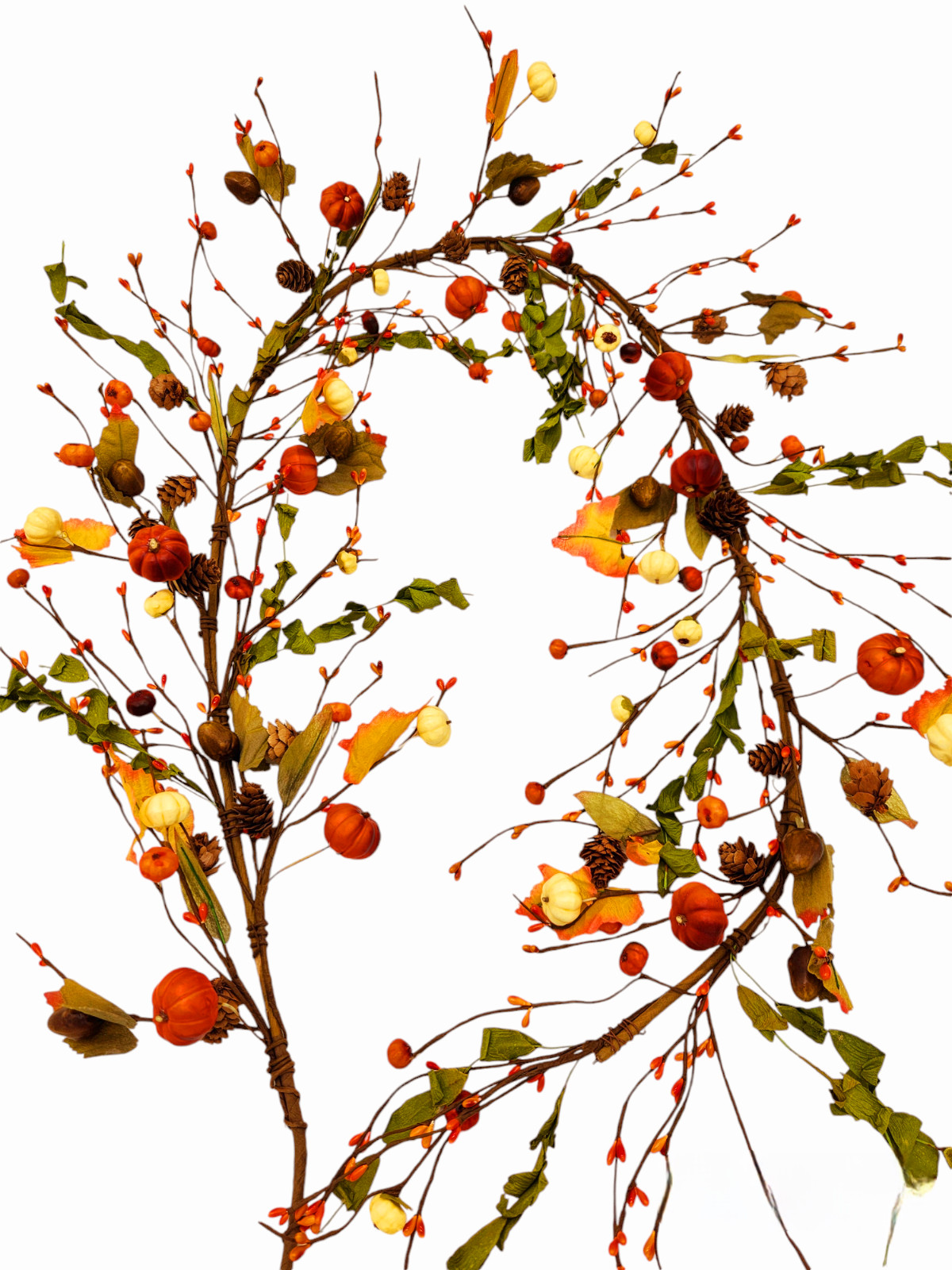 EV-094Y Fall Primitive Pumpkin Berries Garland in Orange and Green