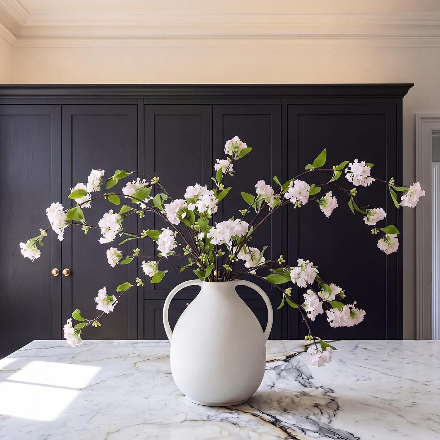 Faux Pink Hydrangea & Snowball Viburnum – 4 Pcs Long Stem Artificial Flowers