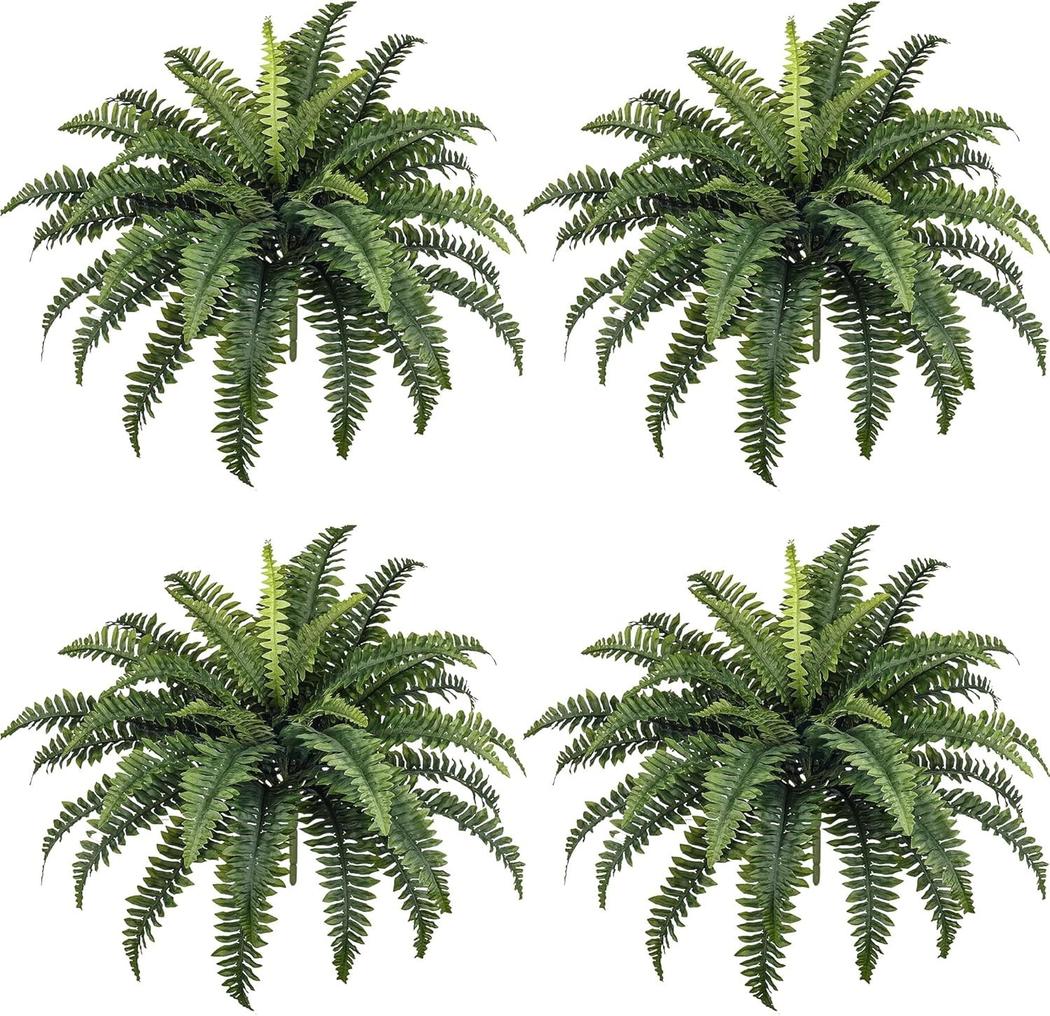 Vibrant 35″ Faux Boston Ferns – 4 Pack for Stylish Home & Garden Decor
