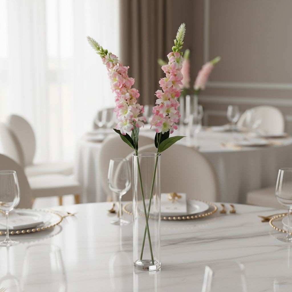 Artificial Pink White Snapdragon Stems Set of 2 Tall Faux Flowers Centerpiece