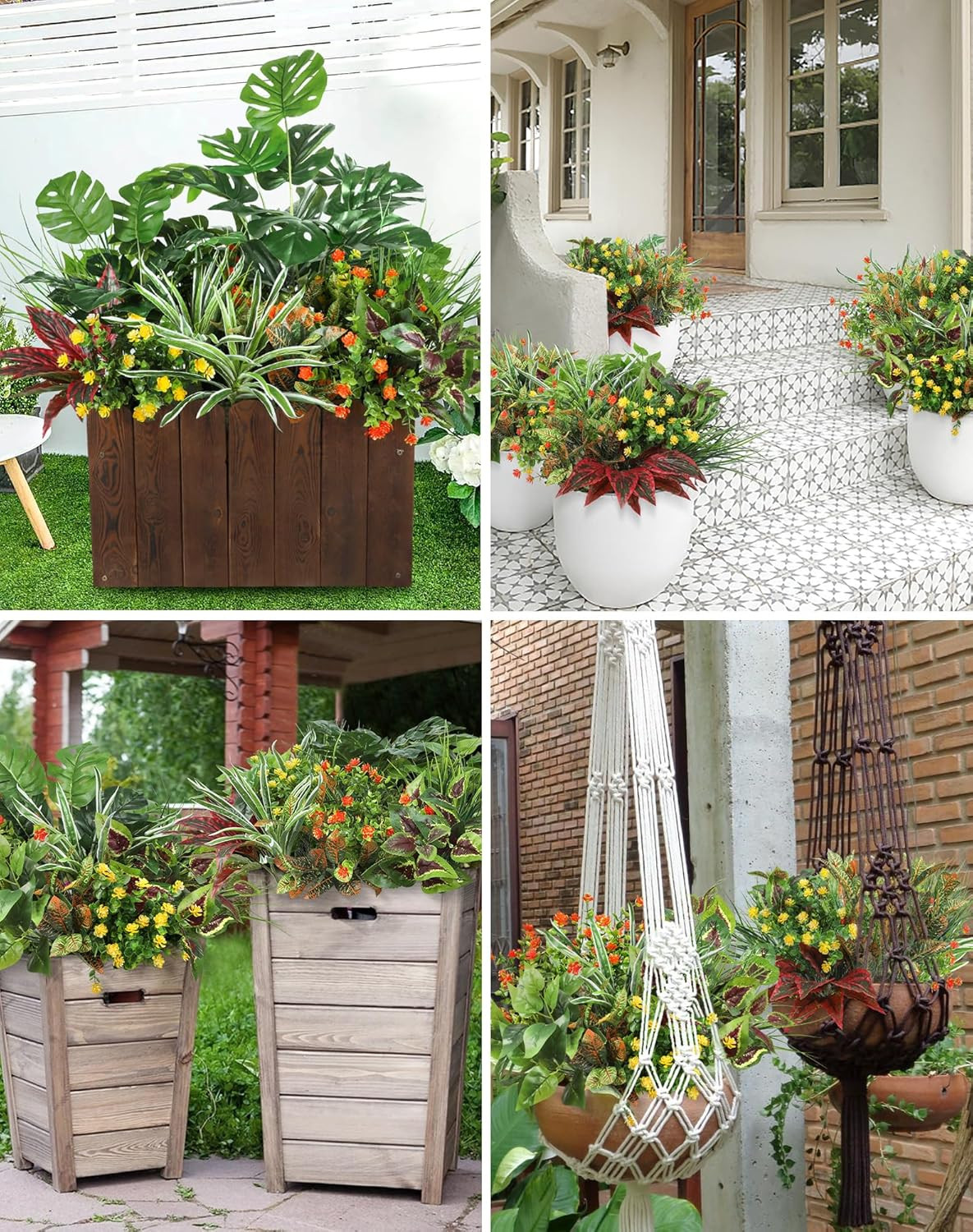 18 Pcs UV Resistant Fake Boxwood Plants for Indoor & Outdoor Decor