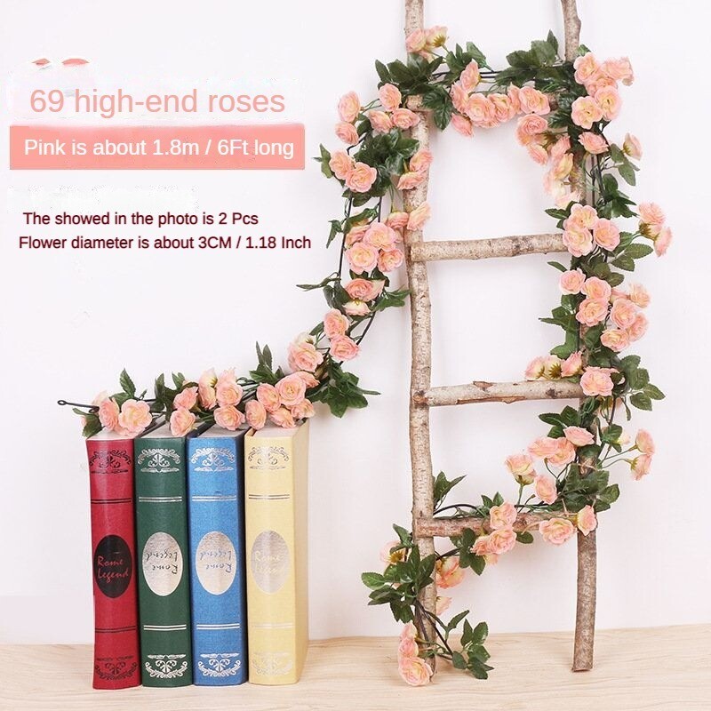 6Ft artificial flower vine wedding wreath with 69 rose vines, party decoration