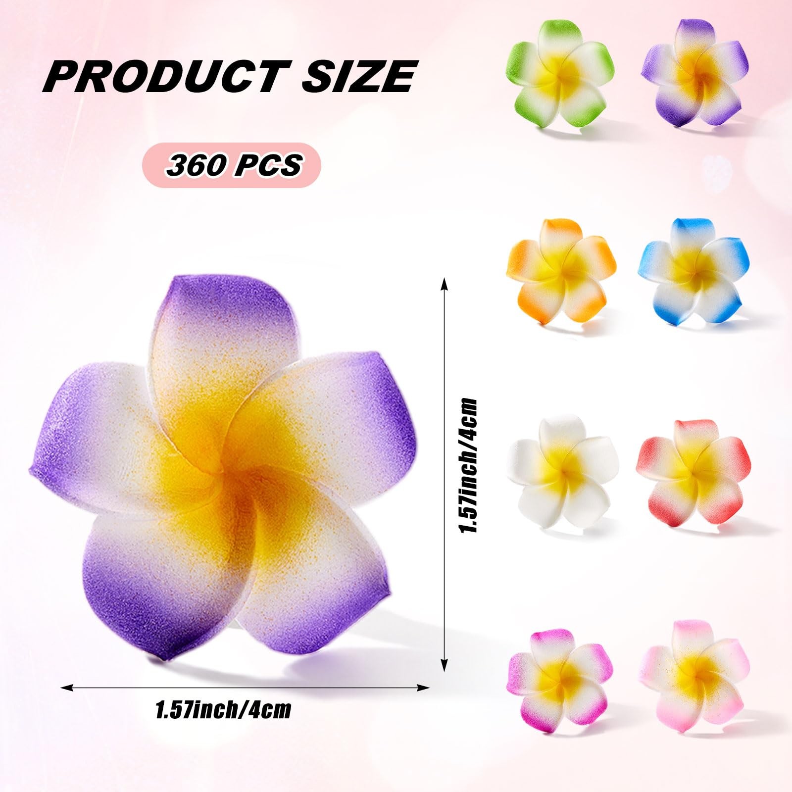 360 Pcs Artificial Plumeria Flower Bulk1.6 Inch Mixed Colors Hawaiian Foam Fr…