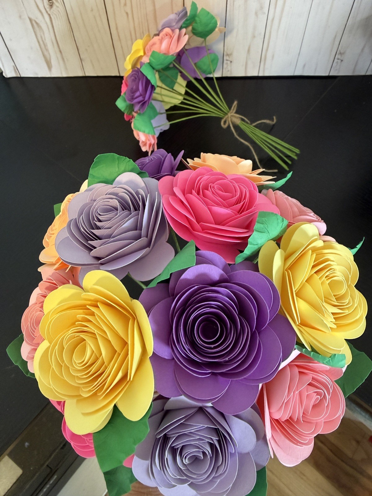 Paper Flower Gift Bouquet With Multi Colored Roses, Paper Flowers