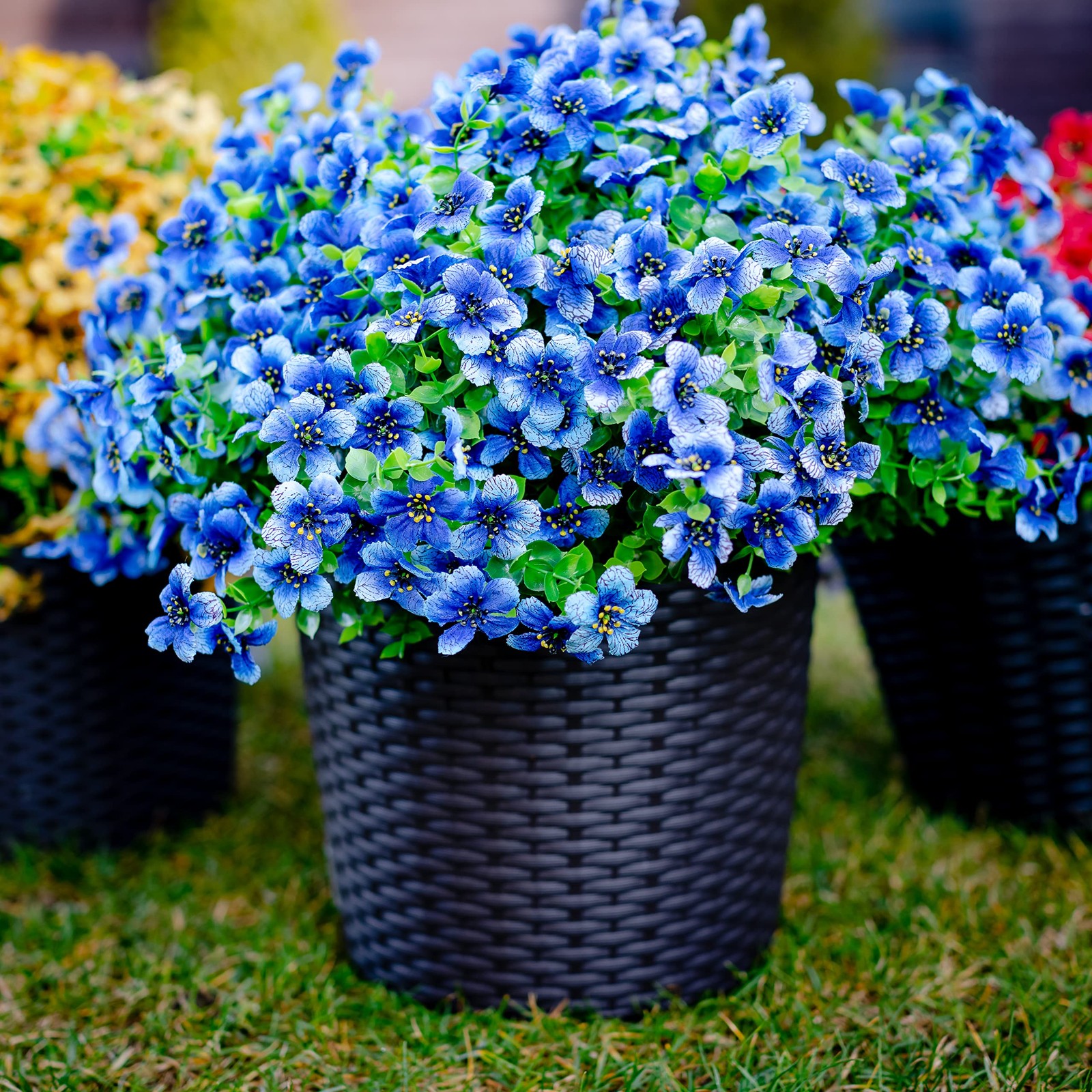 Artificial Flowers for Outdoors Fake Plants – 16 Bundles Faux Outside Greener…
