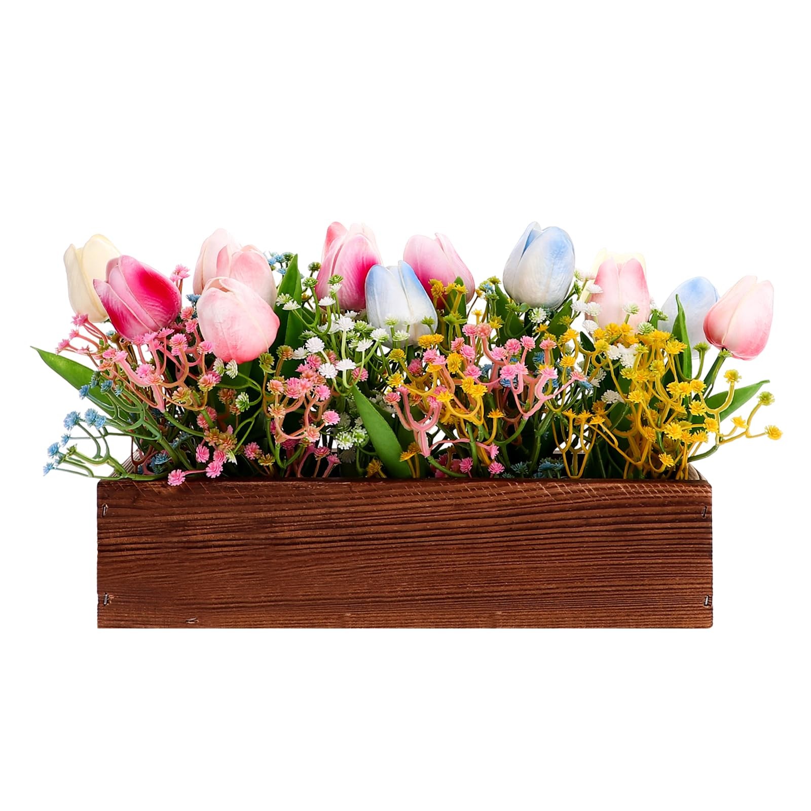 Table Centerpiece Decoration Faux Colorful Artificial Tulip Babys Breath Fake…