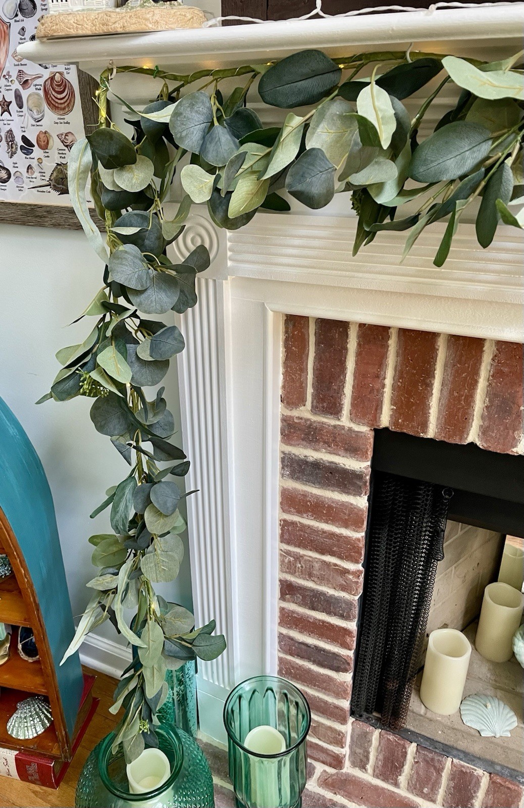 2 Strands of Pre-lit Artificial Eucalyptus Garland 6 Ft Each. Green
