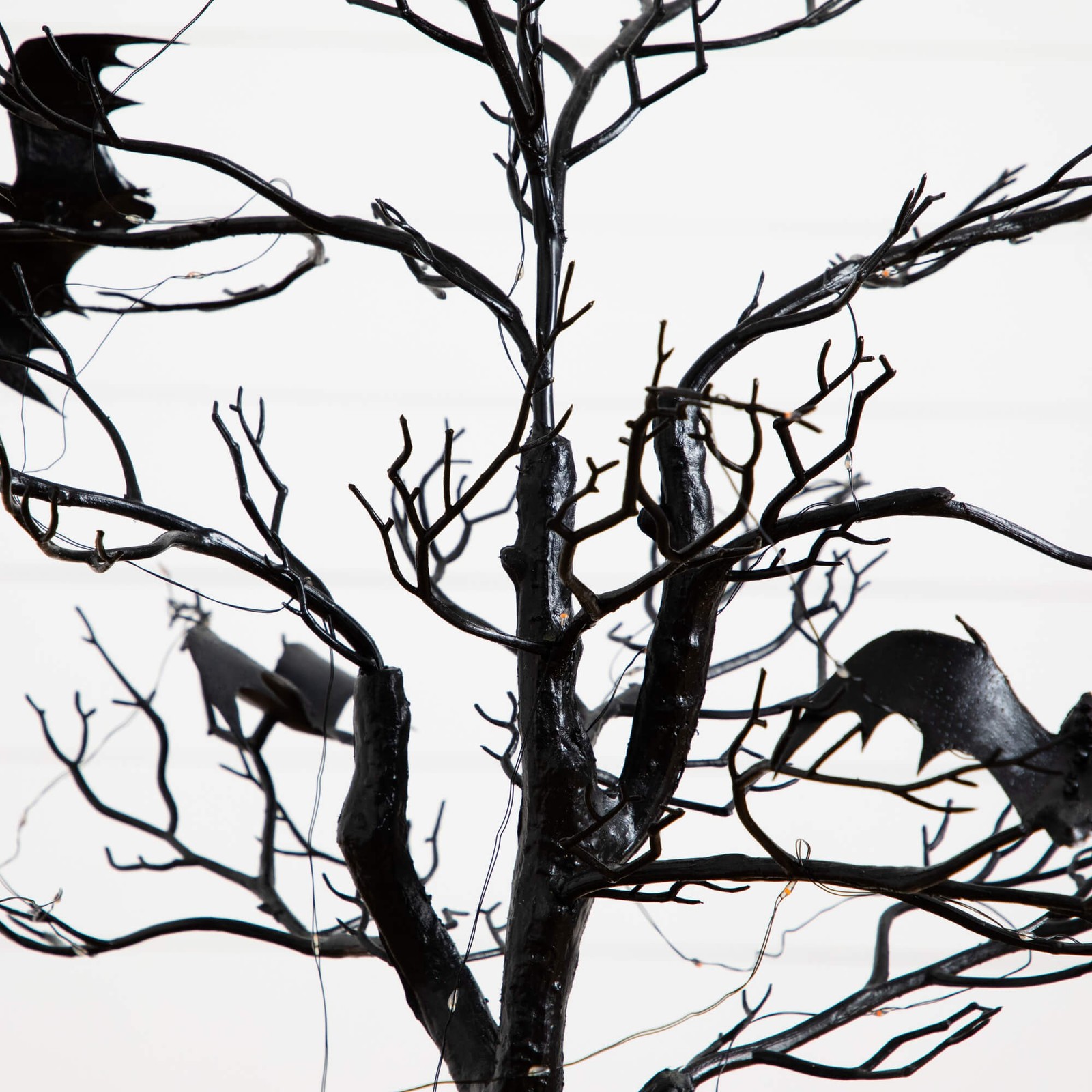 Nearly Natural 4ft Pre-Lit Halloween Black Spooky Twig Tree w/ Bats & 120 LED