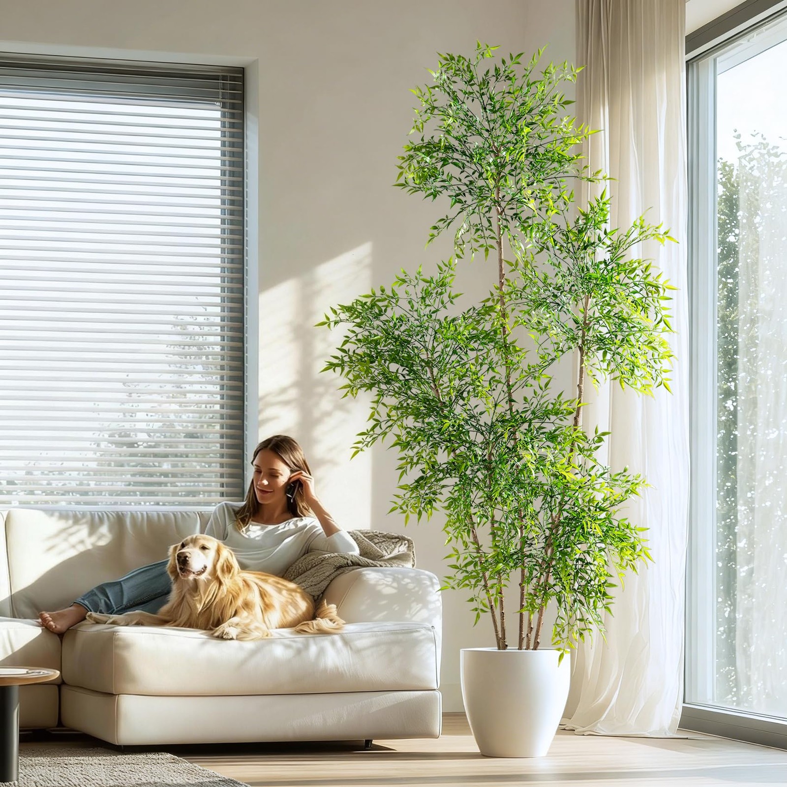 Faux Bamboo Plant Artificial Nandina Tree 7.2FT Artificial Plants Realistic 9…