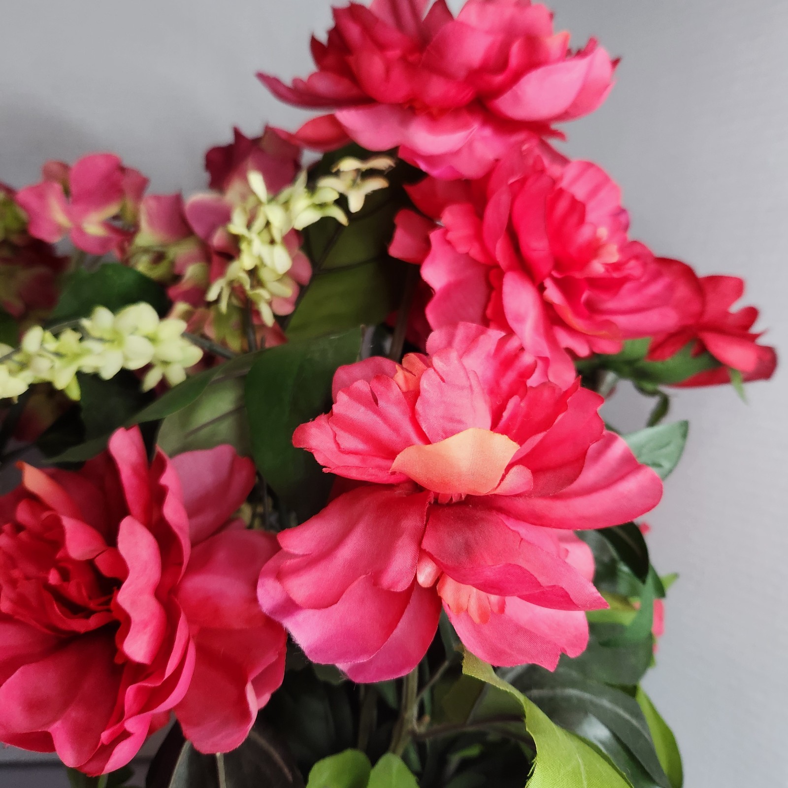 Better Homes & Gardens Artificial Pink Peony Flower Arrangement Metal Pot Set 2