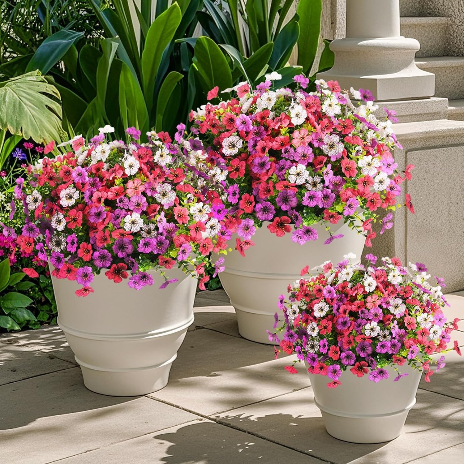 Artificial Flowers Outdoor Fake Plants 12 Bundles UV Resistant Colorful Daisy