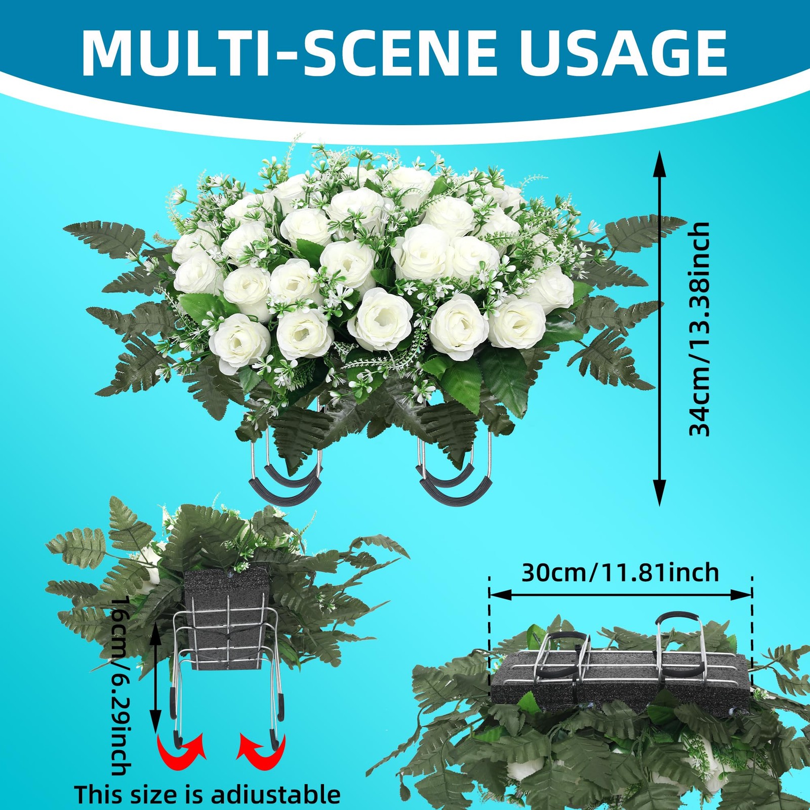 LOSFOTBO Headstone Flower Saddle,Large Artificial Headstone Flower Saddles fo…