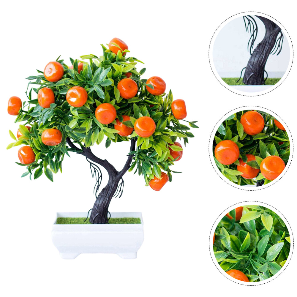 Potted Orange Tree Fake Plant Artificial Fruit Wedding Decor Bonsai Indoor